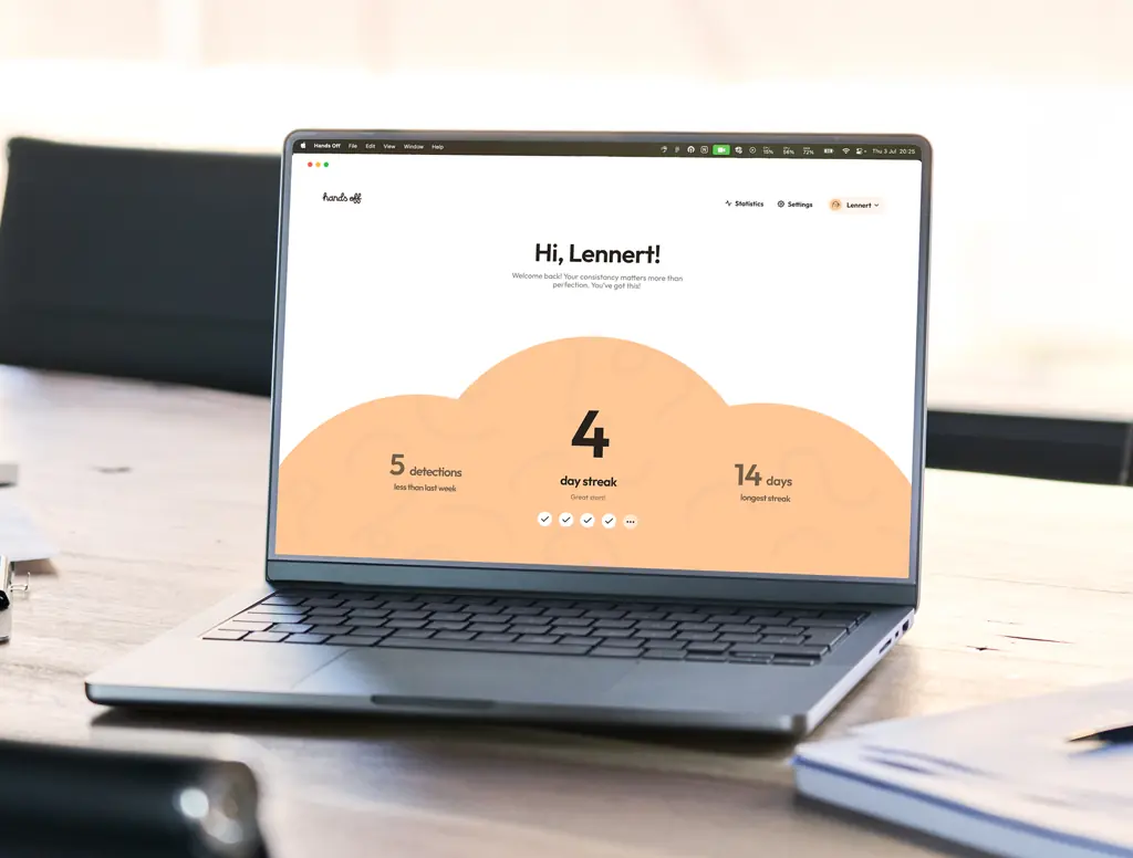 Laptop with Hands Off app homepage